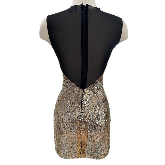 Bebe Bling Dress XXS - Sequin Embellished Mesh Panel Bodycon Party/Cocktail - Picture 7 of 8